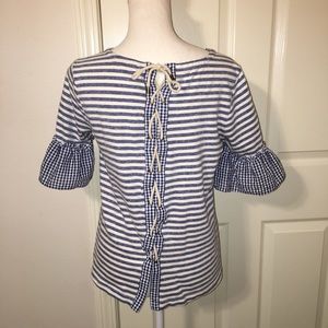 Copper Key Striped Top W/Lace-Up Feature On Back
